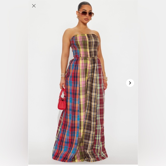 Fashion Nova Dresses & Skirts - Plaid Strapless Romper